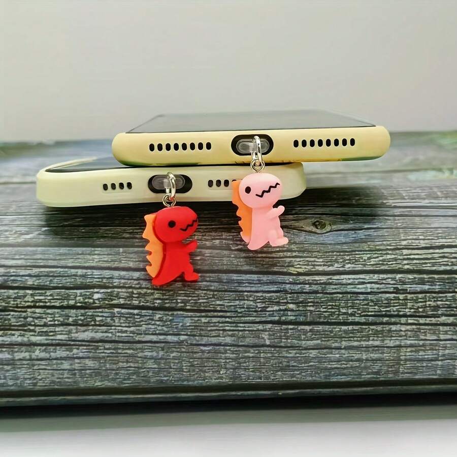 1个绿色恐龙树脂防尘塞，适用于iOS Lightning/Type-C接口 - 彩色 - 查看 1