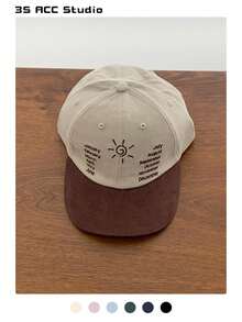 Farbblockfarbenes besticktes Flachkappenschild, unisex Outdoor Lässig leichte Kappe, Sommer, Strand, Hut - Sonnenfarbblockierung - Übersicht 7