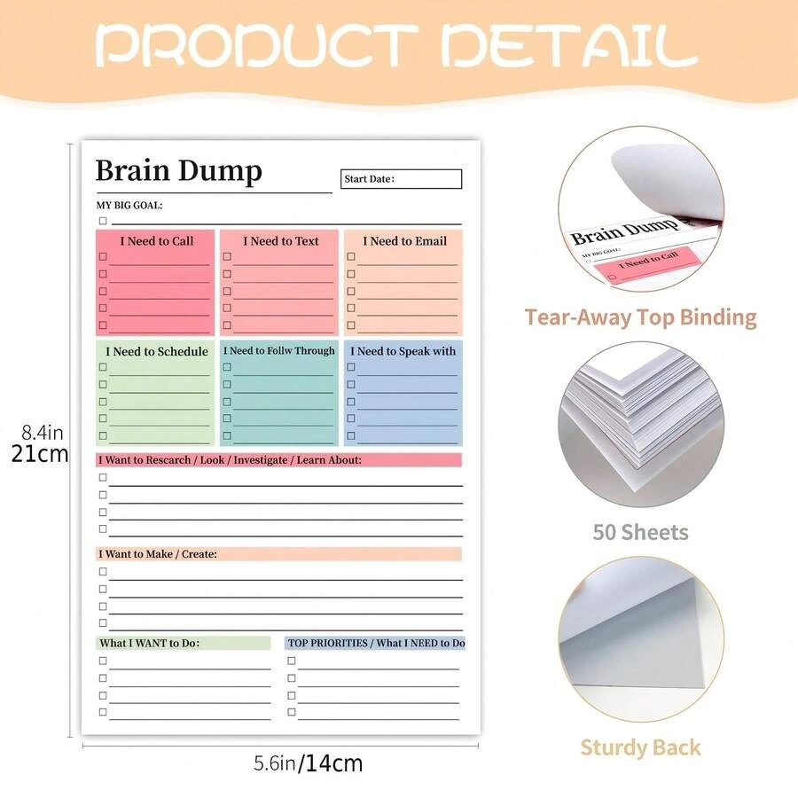 A5 To-Do List Notepad With Tear-Off Pages, Efficient Planning Notebook, Minimalist Style Planning Tool With Date Planner Pages, Smooth Paper