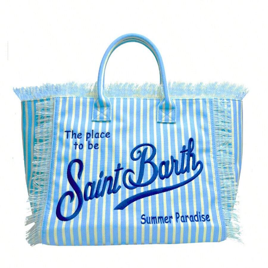 Large-Capacity Shoulder Bag, Handbag, Canvas Beach Bag With Tassels, Travel Bag, Street Bag - 3 - View 1