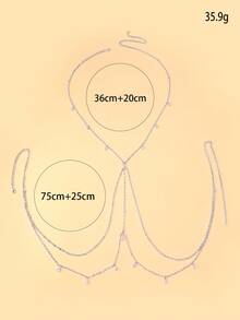 1pc Sexy Gold Tone Criss-Cross Body Chain Necklace, Layered Water Drop Pendant Chest Chain Jewelry Accessory Gift For Women - Silver - View 6