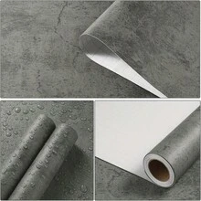 60cm x 3 Meter Industrieller Zementgrauer Vinylfolie - selbstklebende Kunststoffrolle für Möbel, Küche und Schränke - Kontaktpapier Abzieh- und Klebetapete - 1PC - Übersicht 7