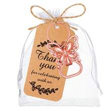 10pcs/Set Gold Butterfly Bottle Opener Keychain, Includes Drawstring Bag, Thank You Card, Jute Rope, Suitable For Wedding, Party Favors, Bridal Shower, Birthday, Commemorative Gifts, Wedding Guest Favors, Valentine's Day Gifts - Multicolor - View 12