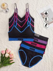 Set de 4 piezas de ropa deportiva sin costuras con tirantes ajustables para mujer - Multicolor - Ver 3