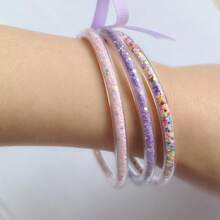 3pcs/Lot Candy Glitter Filled Silicone Jelly Bangles Bracelets Set Mix Color Serenity Prayer Bowknot Bracelet For Women Girls Gift - Sequined Bracelet - View 1