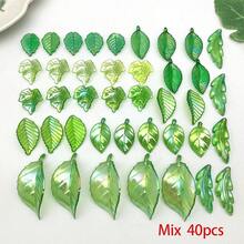 1包绿色亚克力叶子珠子透明枫叶吊坠小绿叶珠帽，用于珠宝制作DIY春季工艺品耳环手链 - 綠色 - 查看 16