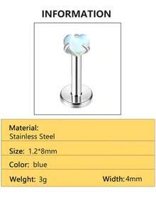 1 pieza Anillo/Pendiente en forma de corazón de acero inoxidable de 1.2*8mm, adecuado para joyería de perforación de hombres y mujeres - Piercing labial en forma de corazón - Ver 10