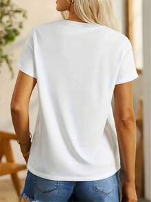 A Stylish Top For Women Featuring A Beautiful Shirt Design With A Colorful Butterfly And Dragonfly Dandelion Pattern, Elegant Women'S Blouse, Round Neck T-Shirt, New Arrivals For Spring - 白色 - 查看 5