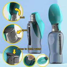 800毫升大号狗狗水瓶，便携式宠物户外旅行饮水碗，大容量可折叠翻盖宠物饮水器，适用于中大型犬，例如金毛寻回犬、萨摩耶犬、拉布拉多犬等。 - 彩色 - 查看 6