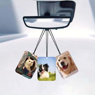 2D Customizable Photo Car Decor | Personalized Pet And Family Photo Display, Suitable For Side Mirrors And Rearview Mirrors, Easy Installation, Great For Dogs, Cats, Companions - Birthday, Anniversary, Valentine's Day, Christmas Gifts, Acrylic Material