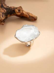 1 pieza Anillo de joyería con encanto de gota de agua con efecto de ondas de piedras preciosas falsas, elegante y geométrico, minimalista y lujoso, adecuado para boda, fiesta, vacaciones, estilo casual y de calle, regalo para mujeres, parejas, festividades, cumpleaños - anillo - Ver 7