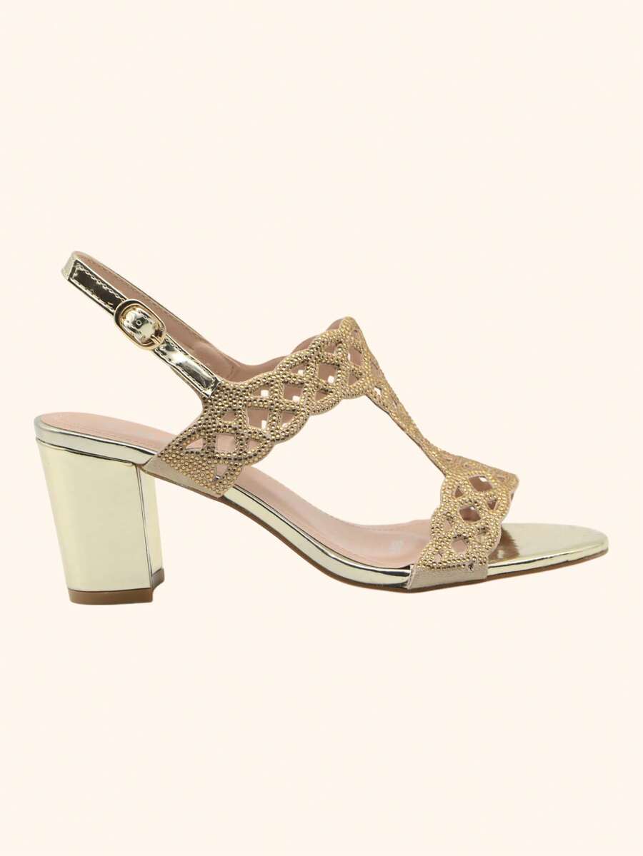 Cutout High Heels Stylish Sandals Summer Sandals For Women - Gold - View 1
