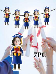 7/14/21pcs Customized Graduation Photo Flower Wreath, Personalized Graduate Face Flag With Name And Gown Color, 3 Color Options Suitable For Graduation Party Decor And Milestone Celebration, Graduation Season, Graduation Party Decoration, Gift For Graduate/College Student/Classmate - Multicolor - View 14