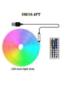 1-5m LED Neon Light Strip, Flexible LED Tape Light, Remote Control, Multiple Modes, Outdoor RGB Neon Lights Waterproof, Music Sync Gaming LED Neon Light Bar, Suitable For Bedroom And Indoor Use - Colored Light - View 10
