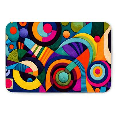 1pc Doormat Bright Abstract Geometric Door Mat – Colorful Circular Designs For Entryway, Bedroom, Kitchen, Bathroom, Hallway & Home Decoration, Non-Slip Indoor Floor Mat