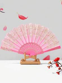 3pcs/1set Lace Floral Hollow Out Women's Folding Fan, Vintage Decorative Fan, (Includes Fan, Card And Gauze Bag). Suitable For Bridal Photo Props, Wedding Gifts, Bridesmaid Gifts, Masquerade Party Supplies, Dance Performances, Holidays, Housewarming, Mother's Day, Thanksgiving, Teacher's Day Gifts, Home Decor And Women's Fashion Accessories. - Multicolor - View 4