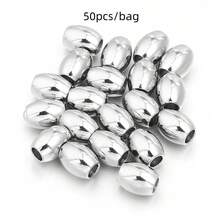 20/50 hạt cườm hình hạt gạo bằng thép không gỉ, hạt cườm hình bầu dục mạ nhiều kích cỡ dùng để làm vòng tay, dây chuyền, hạt đệm trang sức DIY. - Hạt gạo - Xem 11