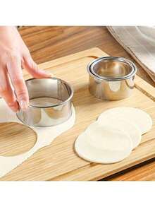 3件套不锈钢圆形饺子模具切割器，饼干蛋糕糕点面团切割器，厨房餐厅烘焙工具配件 - 彩色 - 查看 5