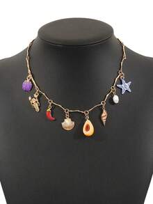 1 chiếc vòng cổ đính cườm phong cách Bohemian, mặt dây chuyền hình mặt trời, sao biển, vỏ cua và trái tim, trang sức nhiều dây hình sinh vật biển, quà tặng đi biển, phù hợp cho tiệc tùng, mùa hè và đeo hàng ngày. - vòng cổ - Xem 3
