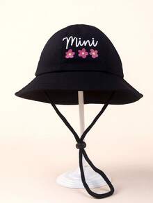 1顶女婴宽檐遮阳帽，防风防晒沙滩帽，适合春、夏、秋季 - 1PC - 查看 5