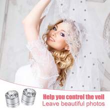 2个/24个水钻磁性头纱坠，新娘头纱坠，女士婚礼磁性钻石坠 - 銀色 - 查看 6