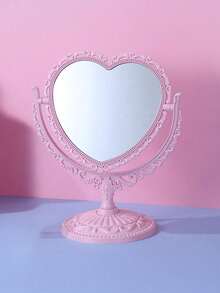 1pc European Style Double-Sided Makeup Mirror, Exquisite Design And Craftsmanship, Heart-Shaped Vanity Mirror, Suitable For Valentine's Day, Wedding, Birthday Party, Bathroom, Vintage Decor, Home Decor, Indoor Decorative Aesthetics - Multicolor - View 21