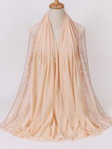 1pc Pearl Chiffon Lace Trim Women's Headscarf, New Summer Travel Shawl Scarf - Multicolor - View 15