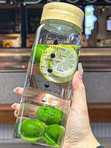 1个励志硼硅酸盐玻璃水瓶，容量23.67盎司/33.81盎司 - 防漏便携，带有时间刻度和励志短语，高品质可重复使用，适合户外、露营、健身等场合。 - 彩色 - 查看 3