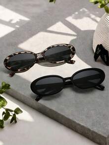 Bộ 4 chiếc kính mắt hình bầu dục kiểu retro, phong cách bohemian phối màu dành cho nữ, thích hợp cho kỳ nghỉ hè ở bãi biển, du lịch ngoài trời, gọng kính hình bầu dục giản dị, phù hợp với nhiều trang phục và mùa tựu trường. - Nhiều màu - Xem 6