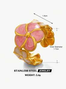 1 chiếc nhẫn hoa tráng men dễ thương bằng thép không gỉ mạ vàng 18K, thích hợp cho nữ giới đeo hàng ngày, hẹn hò, làm quà tặng ngày lễ. - Nhiều màu - Xem 4