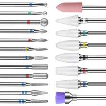 20Pcs 3/32'' Ceramic Carbide Drill Bits For Nails, Nail Bits For Nail Drill, Nail Drill Bit Set For Cuticle Remover Manicure Pedicure - Multicolor - View 1