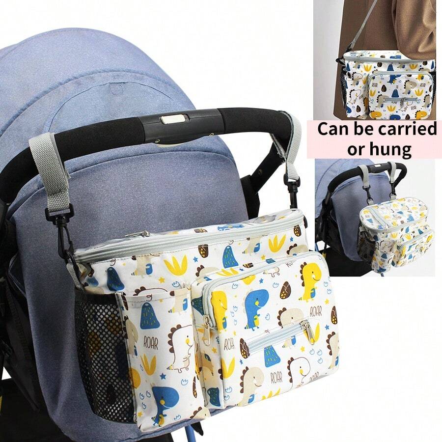 Multifunctional Baby Stroller Hanging Bag, Diaper Bag, Mommy Bag, Stroller Organizer Bag, Large Capacity Storage Bag, Detachable And Wearable Design - Multicolor - View 1