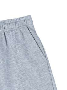 Boys' Casual Knit Sports Shorts, Knee-Length Outdoor Shorts For Teenagers, Suitable For Daily Wear And School, Spring/Summer - 淺灰色 - 查看 5