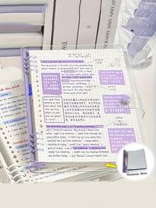 120 Page A5 Clear Soft Leather Loose Sheet Grid Book With Ripped Edges, Easy To Remove Spiral Binding, Design, Everyday Office Supplies, Perfect Gift Choice, Fantasy Theme, Minimalist Style - Multicolor - View 1