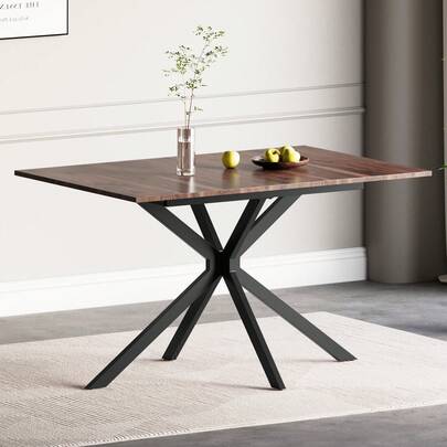 Extendable Dining Table,120-160 Cm Rectangular Marble Effect Kitchen Table For Dining Room, Kitchen,Restaurant