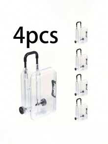 Bộ 4 hộp đựng kẹo mini bằng nhựa trong suốt có bánh xe kéo - Thích hợp để đựng đồ ăn nhẹ hoặc quà tặng dự tiệc, dây chuyền, nhẫn, vòng tay và bông tai, dây cáp dữ liệu và tai nghe, cũng có thể được sử dụng như đồ trang trí nhỏ sáng tạo, hộp đựng kẹo hành lý du lịch. - hộp quà hình vali - Xem 9