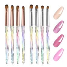4-Piece Acrylic Nail Brush Set – Gold & Silver Diamond Pen Handles, Odorless, Beginner-Friendly, Nail Extension, Carving & Powder Application - Multicolor - View 1