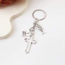 2pcs Hollow Cross Pendant Keychain, Minimalist Bag Charm, Car Key Accessory - Multicolor - View 3