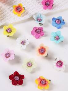 10pcs/Set Random Color Mini Daisy Flower Hair Clips, Accessories For Girls, Beach Travel Photography Decor, DIY Hair Clips For Bangs - Multicolor - View 4
