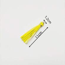 8pcs/5pcs Multicolor PU Leather Tassel Pendant | Random Color Bag Charm With Gold Clasp | Keychain & Bag Accessory For Purse & Backpack - Multicolor - View 4