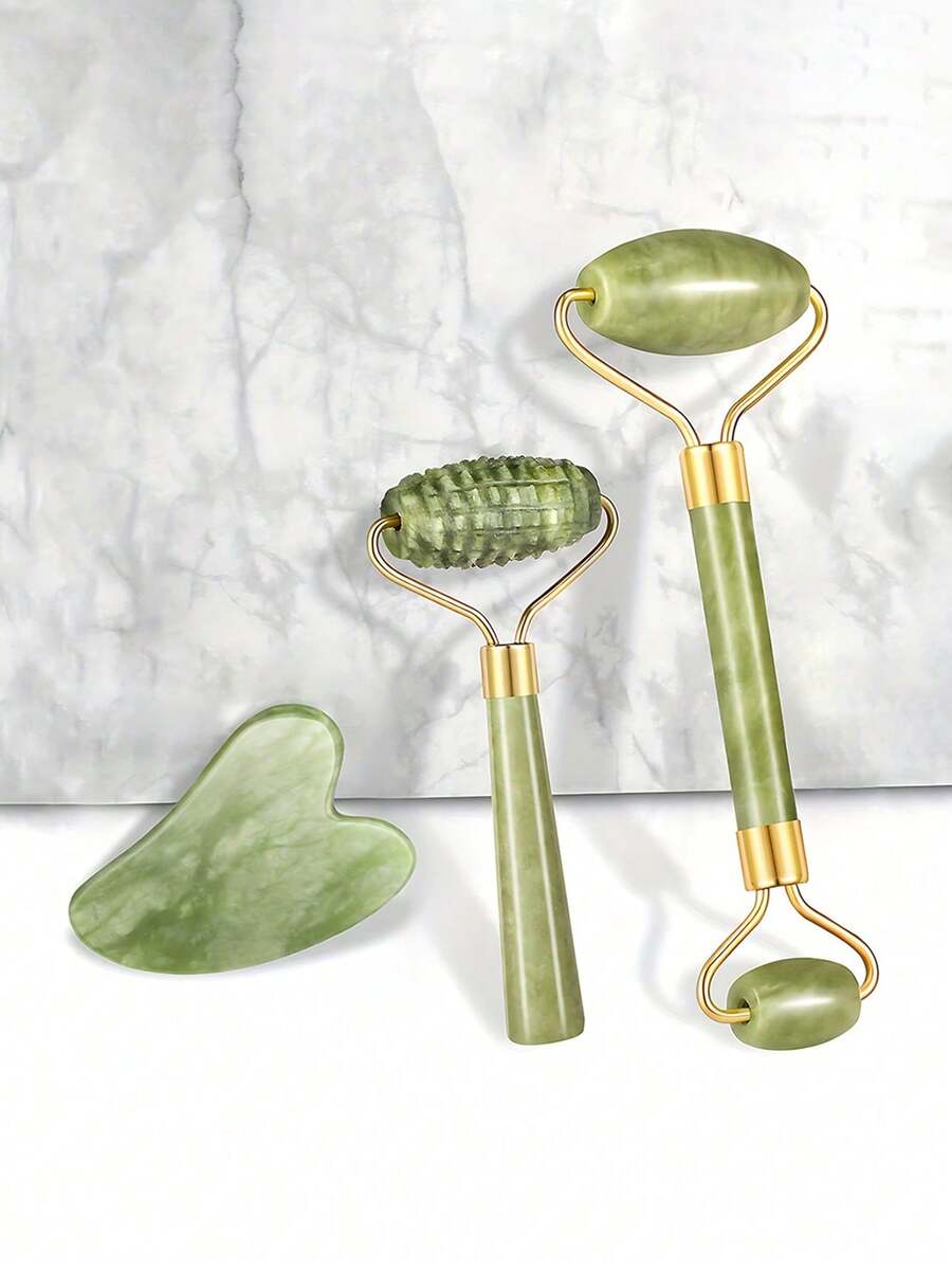 Bộ 1/2/3 con lăn ngọc Gua Sha, dụng cụ massage ngọc cho mặt và cổ - Quà tặng Ngày của Mẹ - Quà tặng chăm sóc da mặt, Làm đẹp, Chăm sóc da, Spa, Tự chăm sóc, Dụng cụ chăm sóc da, Chăm sóc da mặt, Dụng cụ dành cho chuyên viên thẩm mỹ, Massage, Dụng cụ massage mặt, Con lăn massage mặt