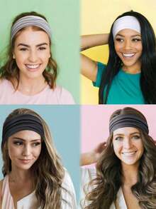 1/6pcs Women's Non-Slip Thick Headband - Elastic Sweatband, Suitable For Yoga, Workout, Fashion And Daily Wear Fall Winter Hair Band Hair Accessories For Women For Vacation Outfits Woman Elegant Scarf Women Bandana Soft Headwrap - Nhiều màu - Xem 7