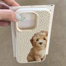 1个TPU材质全印花波点小狗图案手机壳，兼容 17 Pro Max/17/16 Pro Max/15/13/12/11、S20 FE/A15/S24/A55、Note 11/Note 12/Note 13 Pro，防震软保护套 - 白色 - 查看 3