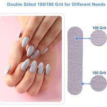 Bộ 100 dũa móng tay 3.6" (khoảng 9.1cm), thích hợp cho móng acrylic và móng tự nhiên, độ nhám 100/180, dũa móng tay mini hai mặt chuyên nghiệp, bộ dụng cụ làm móng số lượng lớn, màu xám. - Xám - Xem 4