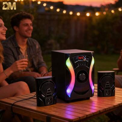 D&M Bocinas portátil para escuchar música para MP3,Bosinas bluetooth,Bocinas Multimedia Estéreo Del Bocina Teatro En Casa Bluetooth Color Negro Channels 2.1 Speaker,2 bosinas,con mando a distancia,estereo para casa,decoración de cuarto LED color lámpara,USB, Radio FM,BT,AUX,altavoces con cable, sistema de sonido,festivales de música, fiesta bocina,para ver películas, karaoke,escuchar canciones, ver partidos de fútbol,Navidad, Halloween, fiestas de Nochevieja, celebraciones de cumpleaños, vuelta al cole y temporadas de graduación, temporadas de bodas, reuniones familiares y otras ocasiones festivas.DM-4016