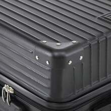 YONSLY 2‑Piece Suitcase Set 24/28 Inches With 4 Wheels 360° Mesh Pocket Combination Lock Soft Rubber Handle Lightweight Travel Suitcase For Vacation - 黑色 - 查看 7