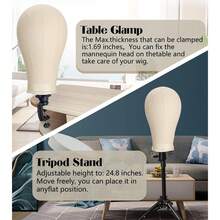 Đầu giữ tóc giả, đầu giữ tóc giả có thể điều chỉnh độ cao, đầu giữ tóc giả mô phỏng đầu người, kèm theo kẹp giữ tóc giả bổ sung. - Xem 8