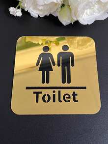 1pc Acrylic Mirror Bathroom Door Sign, Double-Layer Unisex Washroom Indicator, Self-Adhesive Removable, Suitable For Home And Public Restrooms, Home Decor, Bathroom Decor, Acrylic Bathroom Sign - Multicolor - View 9