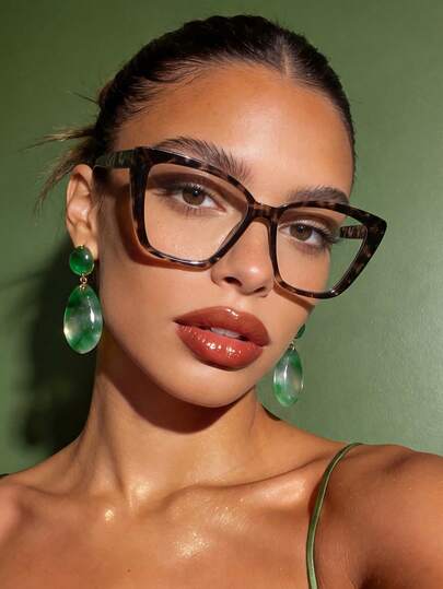 1 Cặp kính mắt mèo in họa tiết da báo, kiểu dáng unisex, thời trang sinh viên Mỹ HOTGIRL, phù hợp cho sinh hoạt hàng ngày, văn phòng, đọc sách, xem TV, chơi game và trang trí điện thoại.