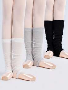 1/3/6 双装女士马镫式腿套，超薄透气叠层学院风芭蕾拉丁舞腿套，多功能修身及膝腿套，时尚简约设计，适合春夏穿着 - 彩色 - 查看 2